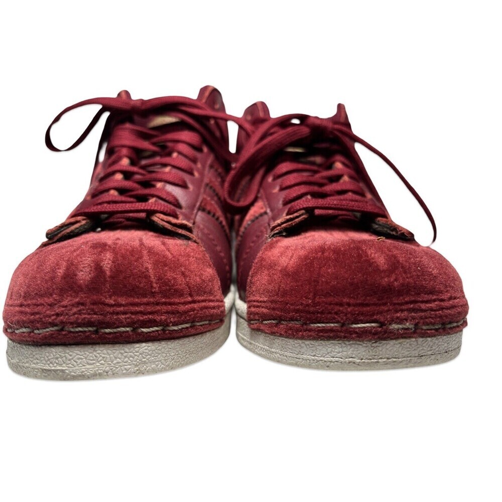 Youth Size 4 Burgundy High Top Adidas Superstar Suede - Picture 7 of 10